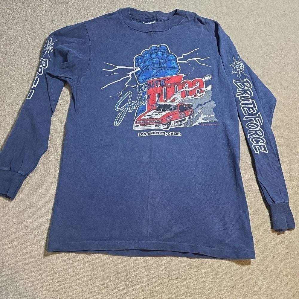 Vintage John Force Brute Force NHRA Drag Racing Long Sleeve Shirt‎ Mens Small